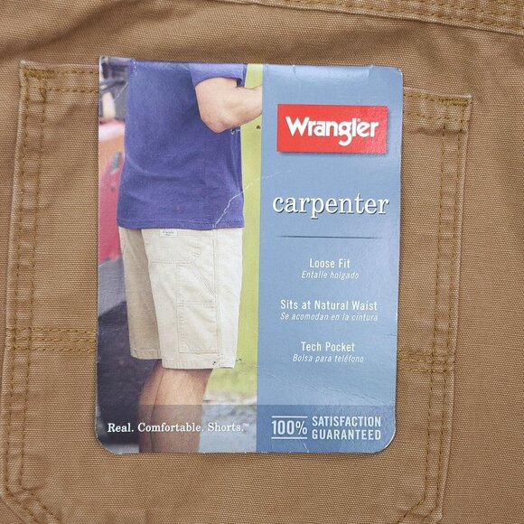 Wrangler Carpenter Loose Fit Shorts Sz 44 100% Cotton Natural Waist Tech Pocket - Picture 4 of 10